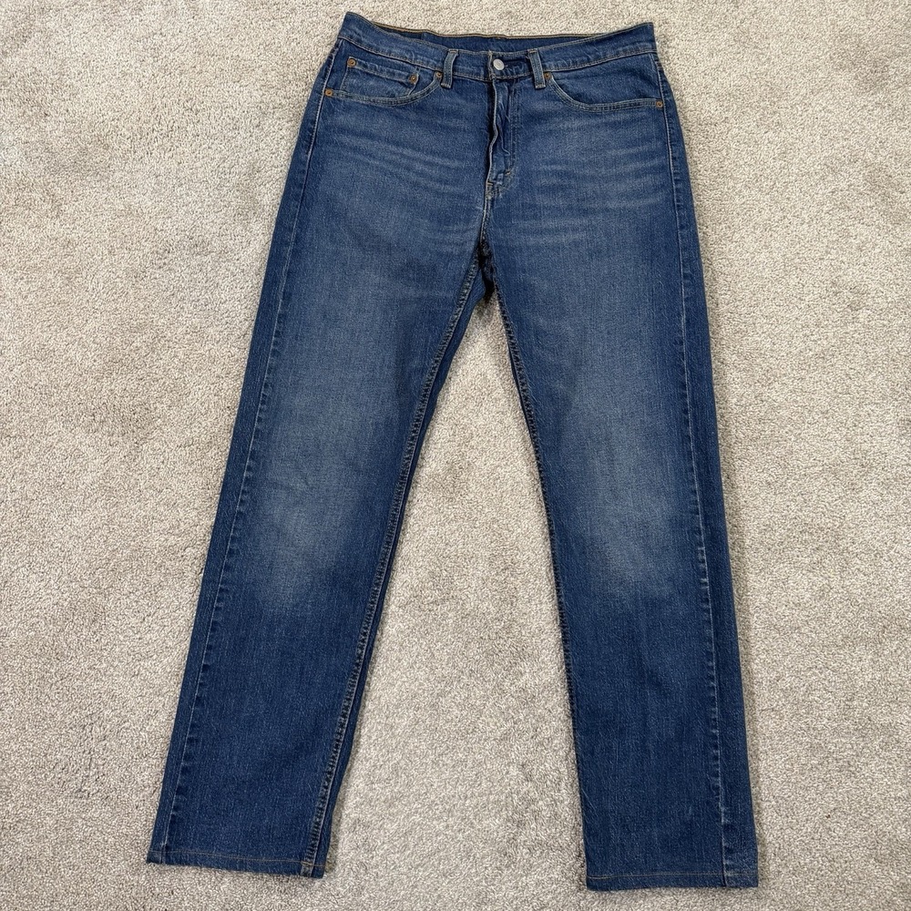 Levi's Mens 505 Jeans 34x34 Straight Leg Blue Medium Wash Denim Classic Everyday
